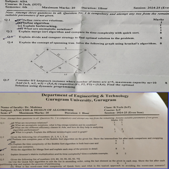 Handwritten Notes PDF – Design and Analysis of Algorithms (ADA) | Free Download