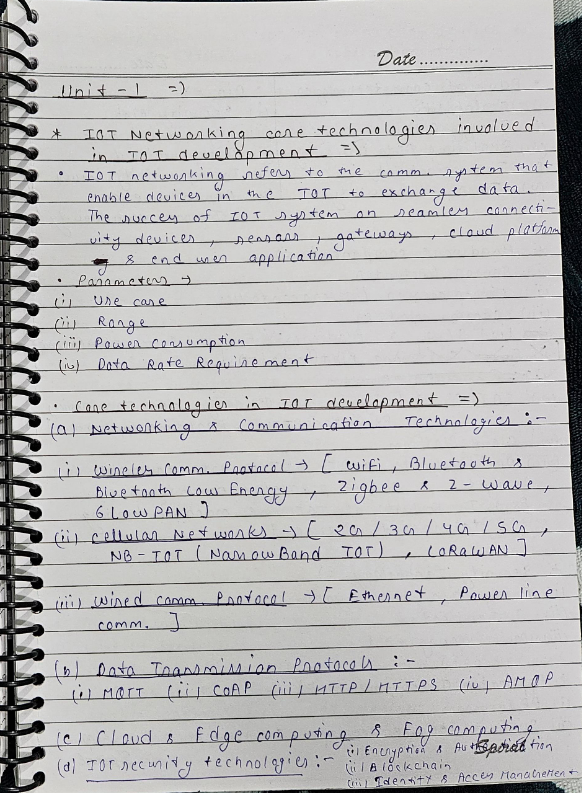 Free IoT Handwritten Notes PDF – IoT Architecture, Protocols, Security, and Development
